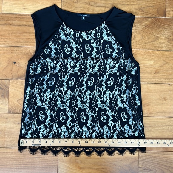 Pink Tartan Black Lace Top. Size M - Picture 10 of 11